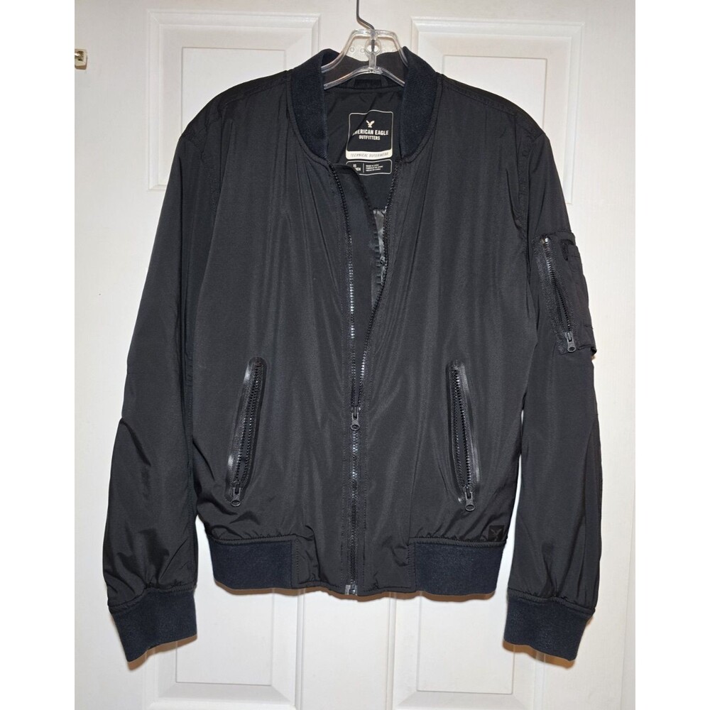 American Eagle Black MA-1 Bomber Jacket Flight Coat Outerwear Gorpcore Men XS
